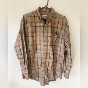 Carhartt men’s vintage plaid button down shirt Gorp medium brown 100% cotton